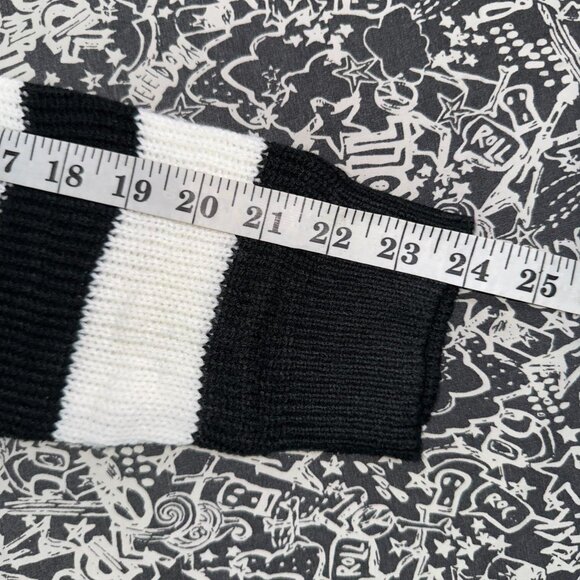 Grunge Distressed Striped Sweater Dress Black White Knit Y2K Punk Alt Oversized - Picture 5 of 5